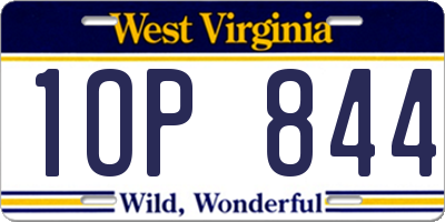 WV license plate 1OP844