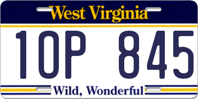 WV license plate 1OP845