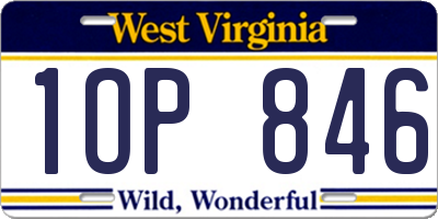 WV license plate 1OP846