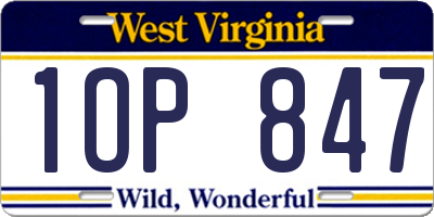 WV license plate 1OP847