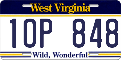 WV license plate 1OP848