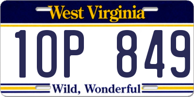 WV license plate 1OP849