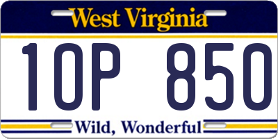 WV license plate 1OP850
