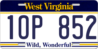 WV license plate 1OP852