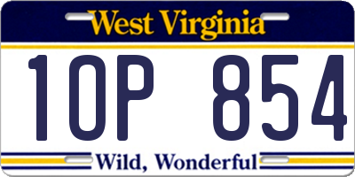 WV license plate 1OP854
