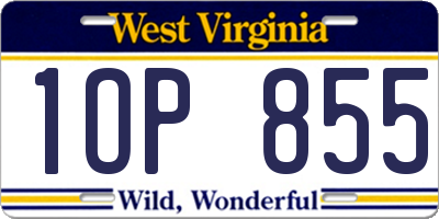 WV license plate 1OP855