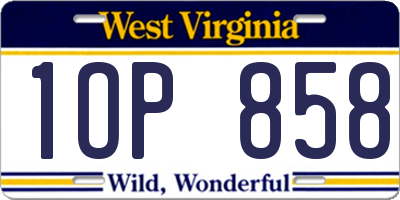 WV license plate 1OP858