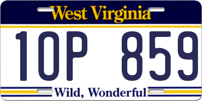 WV license plate 1OP859