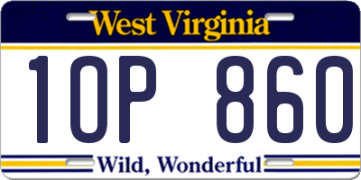 WV license plate 1OP860