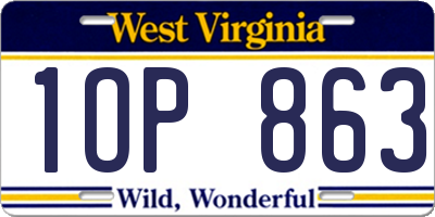 WV license plate 1OP863