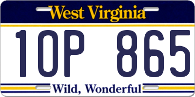 WV license plate 1OP865