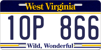 WV license plate 1OP866