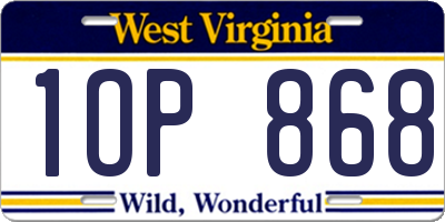 WV license plate 1OP868