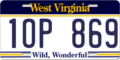 WV license plate 1OP869