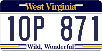 WV license plate 1OP871