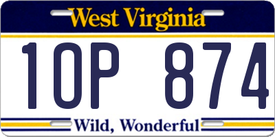 WV license plate 1OP874