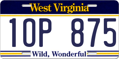WV license plate 1OP875