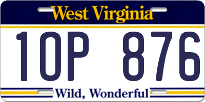 WV license plate 1OP876