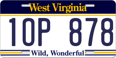 WV license plate 1OP878
