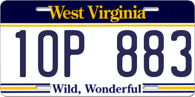WV license plate 1OP883