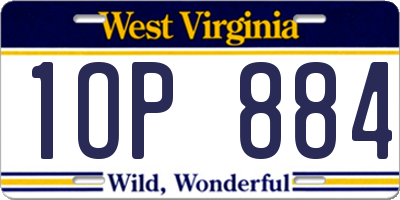 WV license plate 1OP884