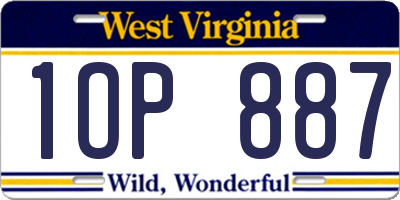 WV license plate 1OP887
