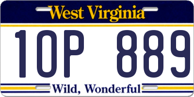 WV license plate 1OP889