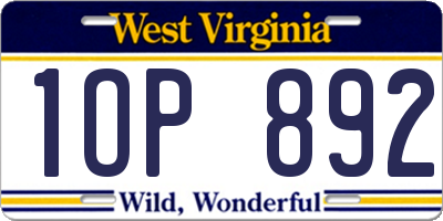 WV license plate 1OP892