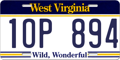 WV license plate 1OP894