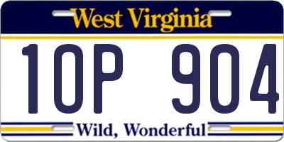 WV license plate 1OP904