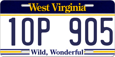 WV license plate 1OP905