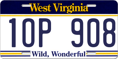 WV license plate 1OP908