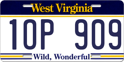 WV license plate 1OP909