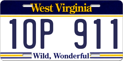 WV license plate 1OP911