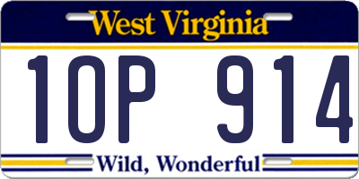 WV license plate 1OP914