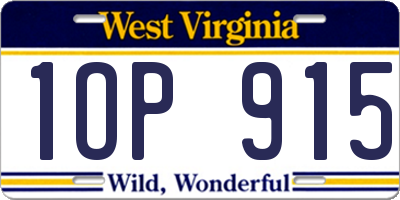 WV license plate 1OP915
