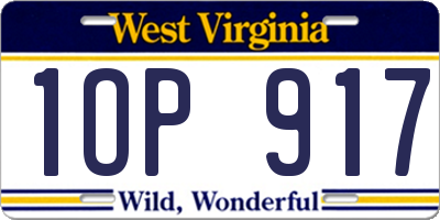 WV license plate 1OP917