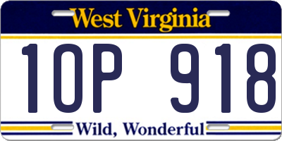 WV license plate 1OP918