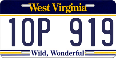WV license plate 1OP919