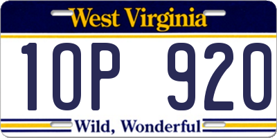 WV license plate 1OP920