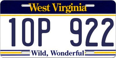 WV license plate 1OP922