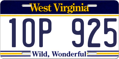 WV license plate 1OP925