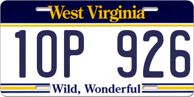 WV license plate 1OP926