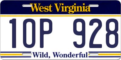 WV license plate 1OP928
