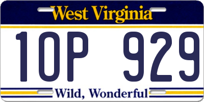WV license plate 1OP929