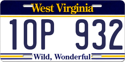 WV license plate 1OP932