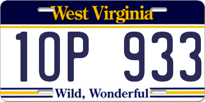 WV license plate 1OP933
