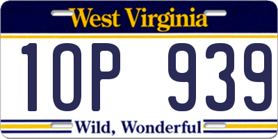 WV license plate 1OP939