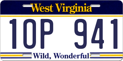 WV license plate 1OP941