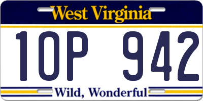 WV license plate 1OP942